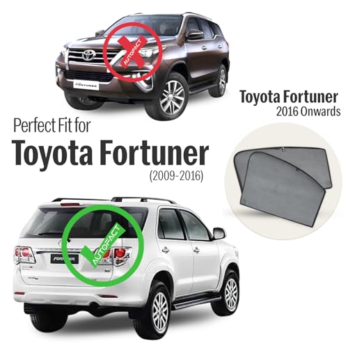 Autofact Car Sunshades for Toyota Fortuner (2009 to 2015), UV Protection, Useful Car Accessories, Custom fit Sun Shades for Side Windows, Set of 6 - Image 2