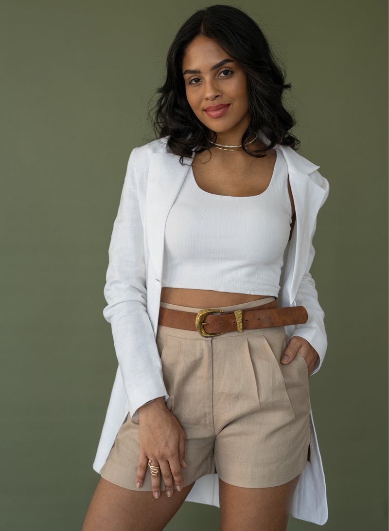 Natural Fashion Linen tailored shorts  - Image 1