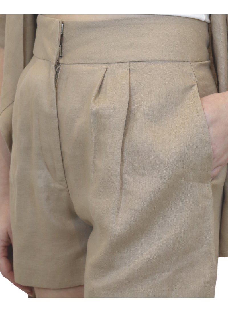 Natural Fashion Linen tailored shorts  - Image 3