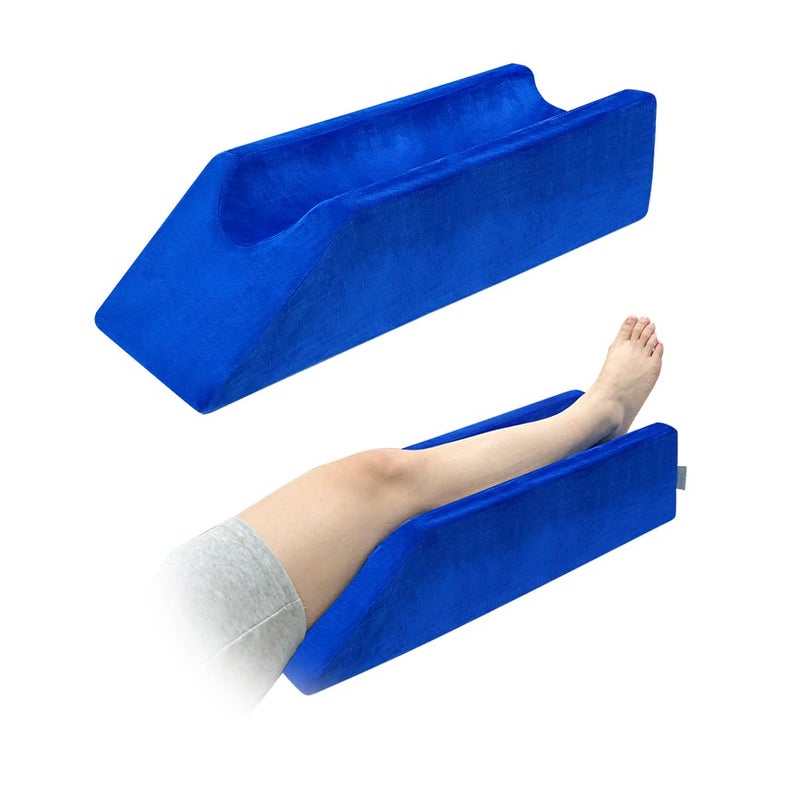 Leg Elevation Wedge Pillow Knee Leg Rest Pillow for Sleeping Post Surgery Knee Support Foam Bed Wedges Legs Bolster Foot Elevation After Surgery Pillow Positioning Wedge Cushion Blue 65cm Long