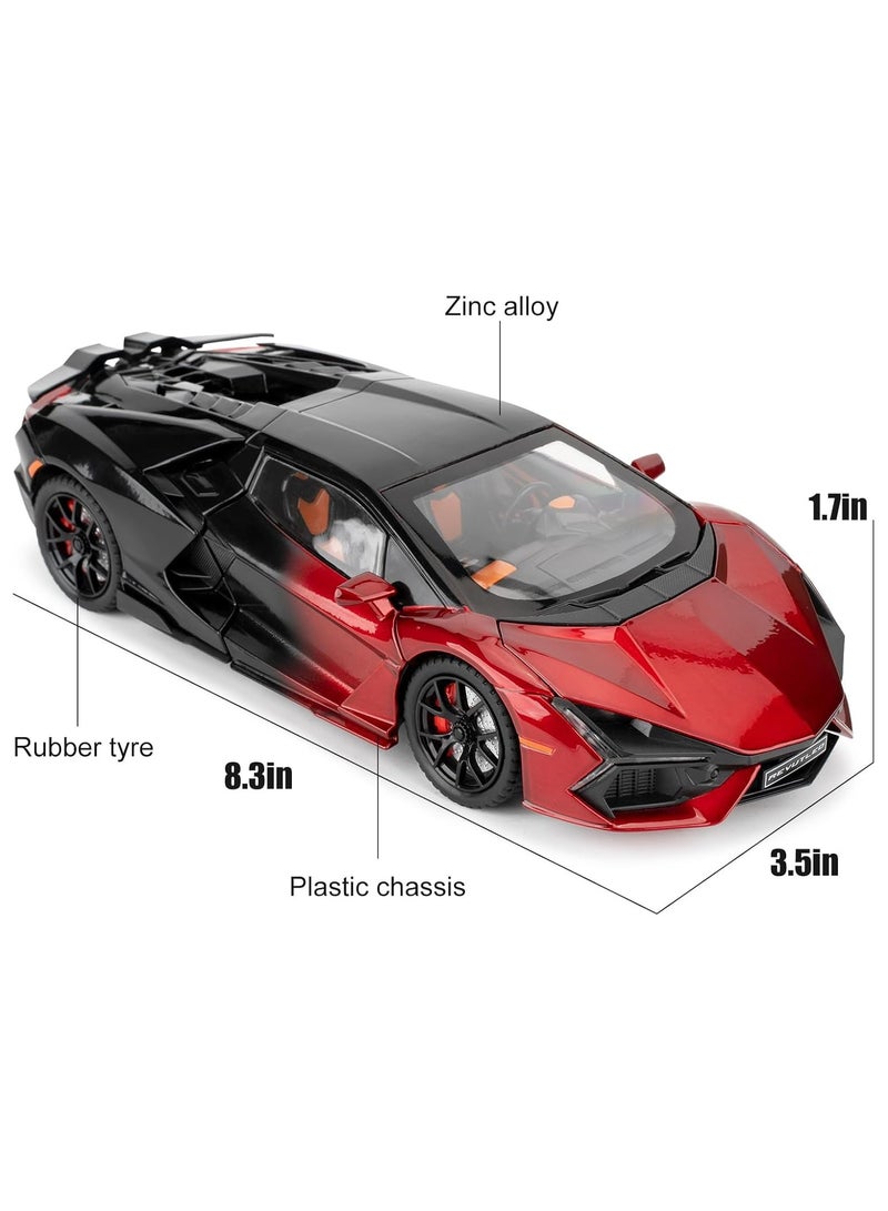 general Sports car toy, 1:24 scale die-cast model with sound, light and pull-back action. Collectible red sports car, children's gift. - Image 2
