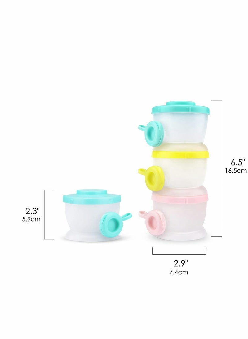 وعاء حليب مسحوق، وعاء حليب أطفال محمول غير قابل للتسرب وقابل للتكديس لتخزين حليب المسحوق والوجبات الخفيفة والبسكويت للفواكه للسفر والأنشطة الخارجية، مناسب للتنقل، 3 حجرات - Image 5