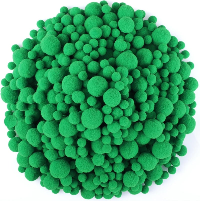 Tegeme 1200 Pcs Pom Poms Balls for Christmas Winter Crafts Home Office School Garlands Decor(Green) - Image 1