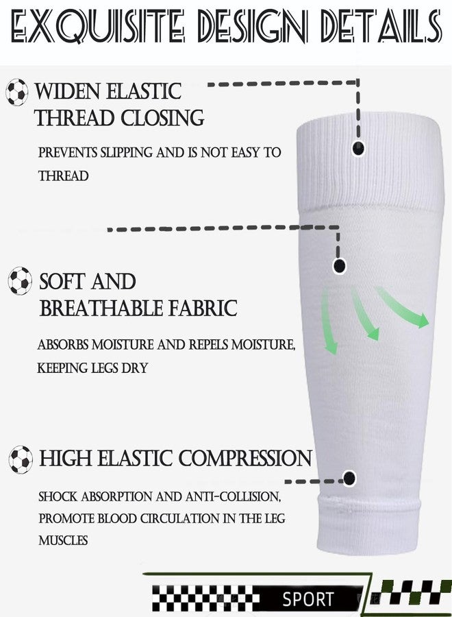 KMOLY 2 Set Soccer Grip Socks,Shin Guard Sleeves for Football Basketball for Men and Women One Size (2 Set (Black+White)) - Image 4