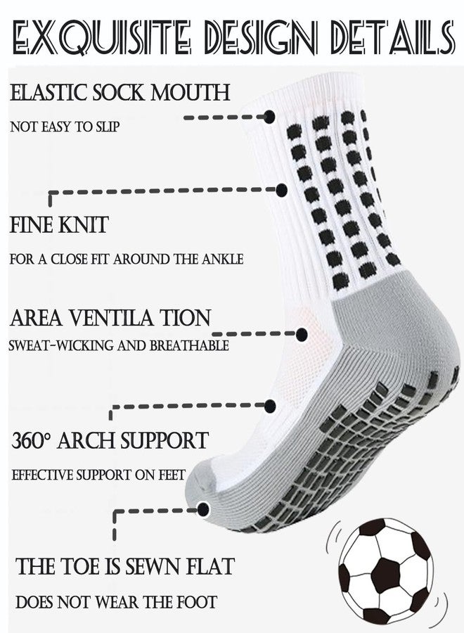 KMOLY 2 Set Soccer Grip Socks,Shin Guard Sleeves for Football Basketball for Men and Women One Size (2 Set (Black+White)) - Image 2