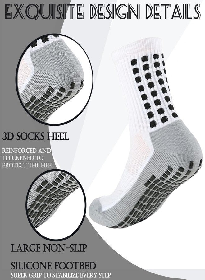 KMOLY 2 Set Soccer Grip Socks,Shin Guard Sleeves for Football Basketball for Men and Women One Size (2 Set (Black+White)) - Image 3