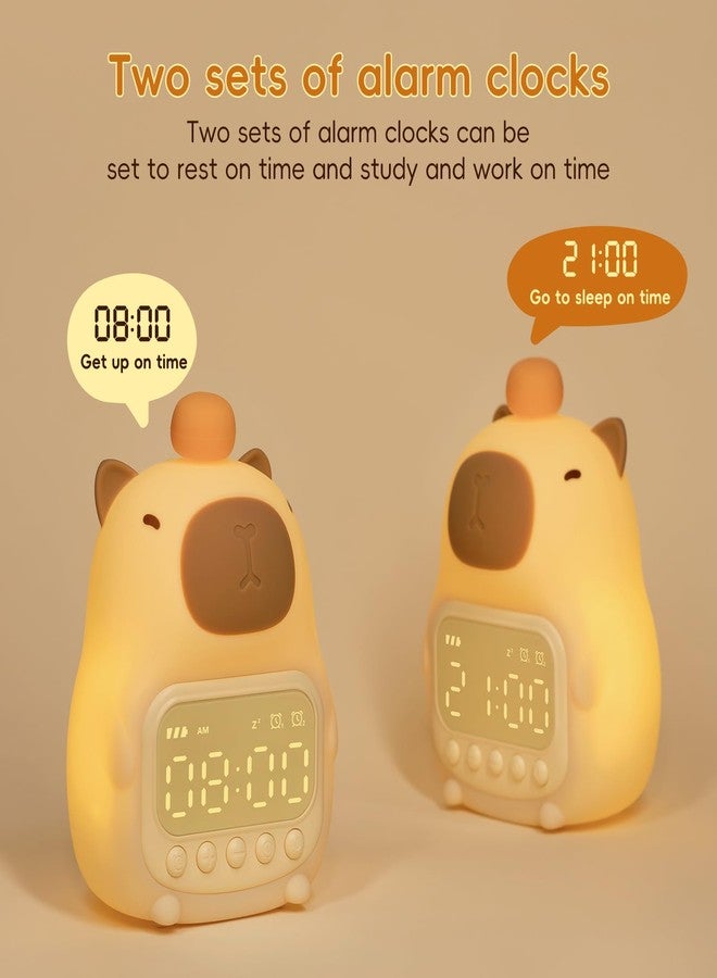 Aokpsrt Capybara Alarm Clock with Night Light, RGB Rechargeable Silicone Lamp Time to Wake Clock，Cute Animal Tabletop Lamp, Perfect Sleep Companion for Kids and Teens - Image 4