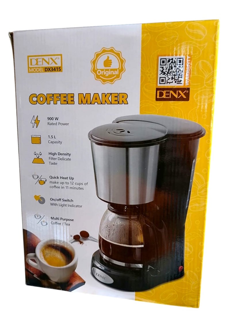 Denx Automatic coffee maker Multifunction 1.5 liter capacity 900 W power DX3415 - Image 3