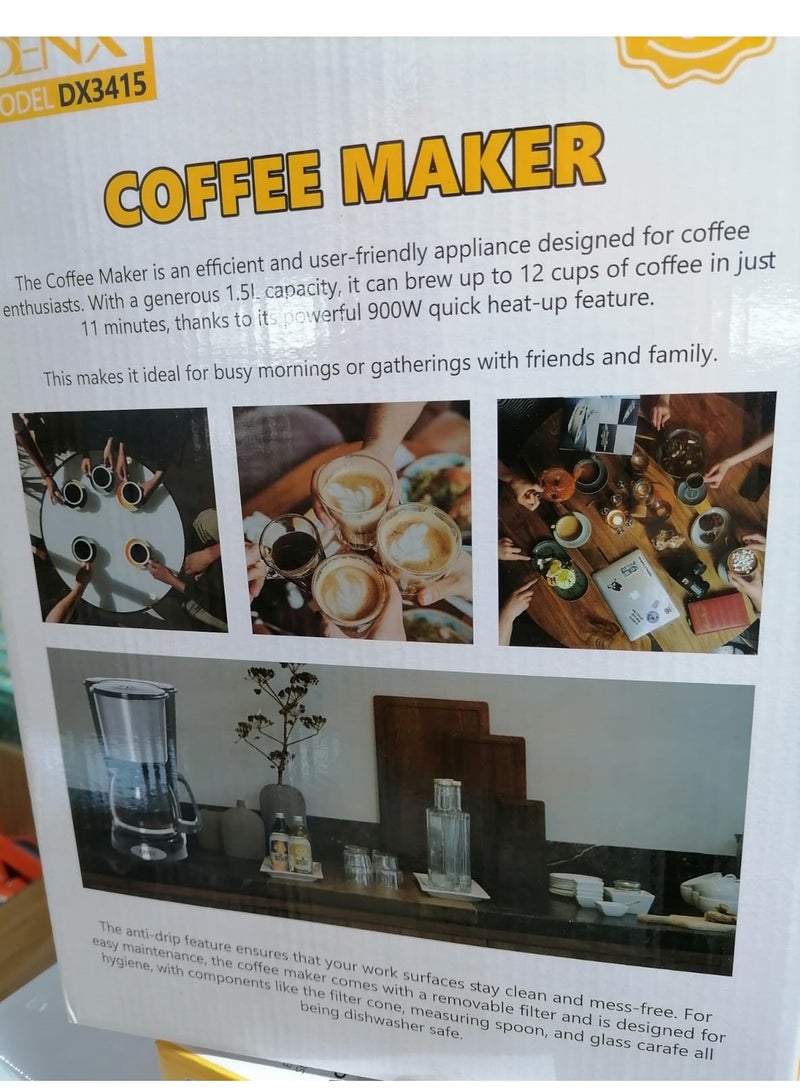 Denx Automatic coffee maker Multifunction 1.5 liter capacity 900 W power DX3415 - Image 5