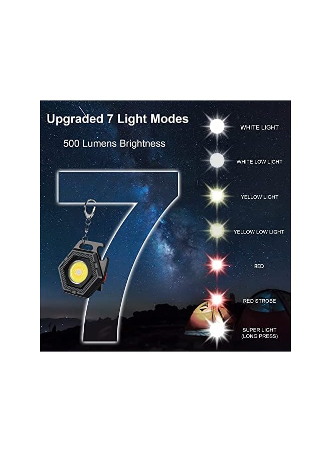 promass Small COB Flashlight, USB Rechargeable 7 Light Modes/Rotating Bracket/Magnet Base / IPX4 Waterproof Bright Keychain Flashlight, Portable Pocket Flashlight for Camping, Walking - Image 4