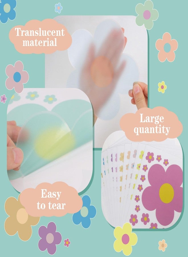 Sondeng 12 Sheets Flower Wall Decals Cute Colorful Floral Wall Stickers Vinyl Peel and Stick Wall Decals Preppy Hippie Stickers Aesthetic Decor for Girls Kids Nursery Bedroom Decoration Pastel Style - Image 4