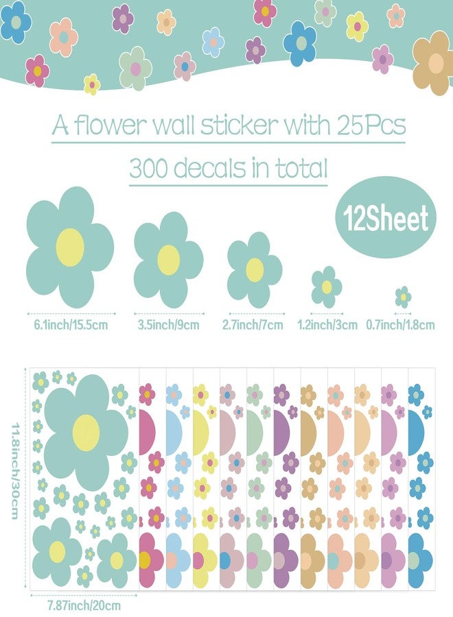 Sondeng 12 Sheets Flower Wall Decals Cute Colorful Floral Wall Stickers Vinyl Peel and Stick Wall Decals Preppy Hippie Stickers Aesthetic Decor for Girls Kids Nursery Bedroom Decoration Pastel Style - Image 2
