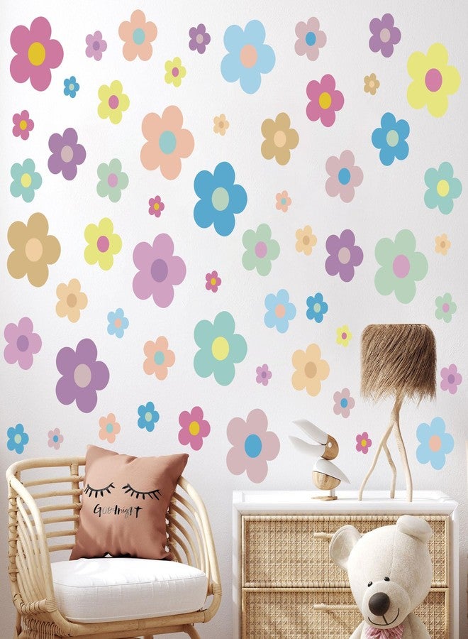 Sondeng 12 Sheets Flower Wall Decals Cute Colorful Floral Wall Stickers Vinyl Peel and Stick Wall Decals Preppy Hippie Stickers Aesthetic Decor for Girls Kids Nursery Bedroom Decoration Pastel Style - Image 5