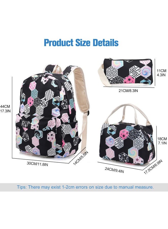Junlion Kids Backpack Set 3-in-1 School Bag, Laptop Backpack Lunch Bag Pencil Case Gift for Teen Boys Girls, Geometry, one size - Image 5