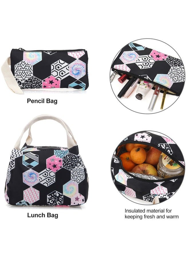 Junlion Kids Backpack Set 3-in-1 School Bag, Laptop Backpack Lunch Bag Pencil Case Gift for Teen Boys Girls, Geometry, one size - Image 3