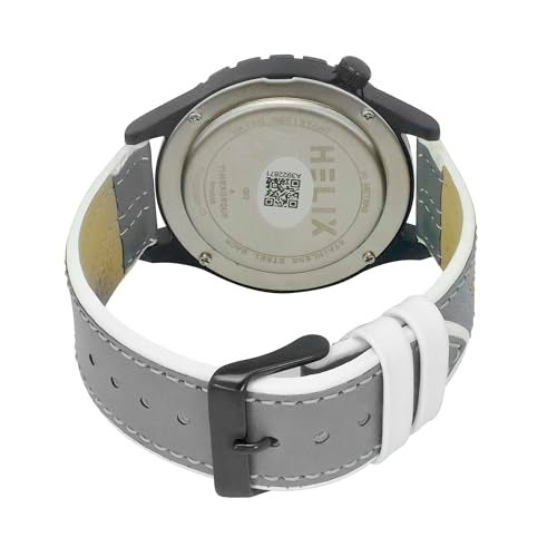 Helix by Timex Analog Watch for Man with Orange Round Dial & Grey Leather Strap Band Water Resistant Men's Wrist Watches - TW052HG06 - Image 3
