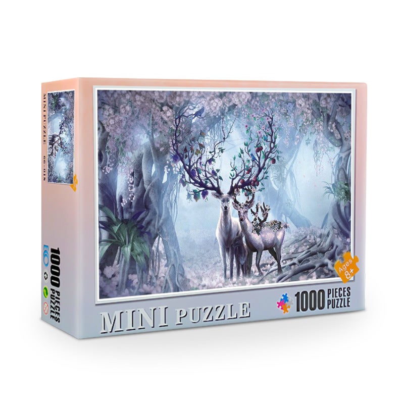 Jigsaw Puzzle 1000 Pieces Toys Whole Adult Mini Decompression Anime Hell Paper Intellectual Puzzle Manufacturer Whole(66-007 elk home) - Image 1