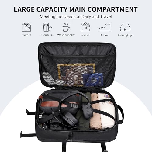 WITZMAN Carry On Travel Backpack for Men Large Convertible 45L Fit 17 Inch Laptop Backpack 3 in 1 Bag for Airline Approved(B688 Black) - Image 3