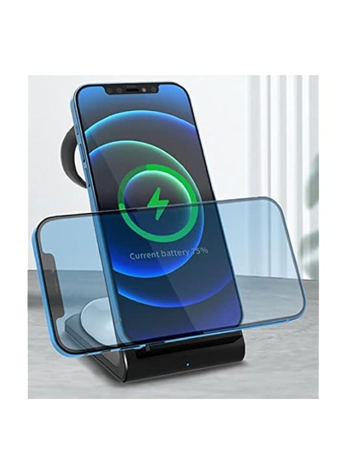 SHOWAY 15W Fast Wireless Charging Station, 3-in-1 for iPhone, Airpods, Watches and Other Devices Supporting QI Standard (Black) - Image 4