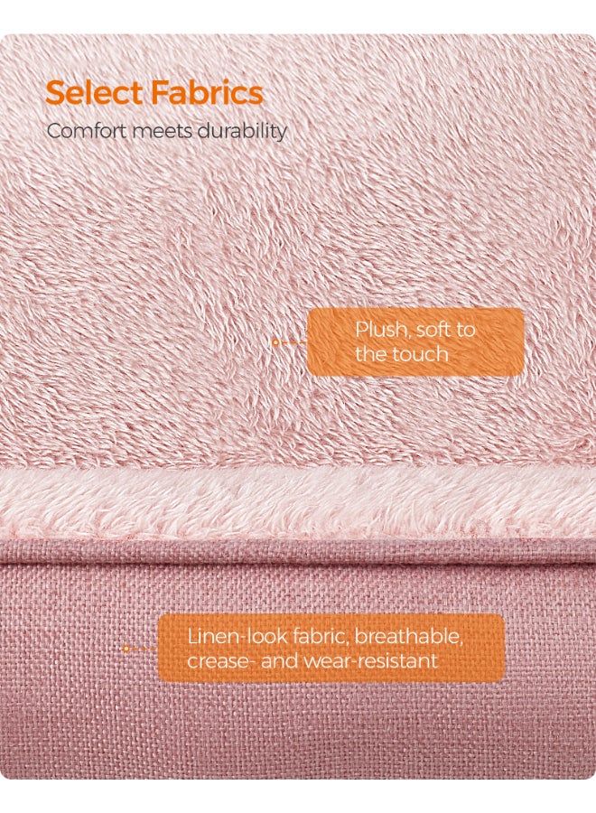 Feandrea Dog Bed, Linen-Look Pet Bed, Dog Sofa Bed with Raised Edges, Non-Slip Bottom, Removable Washable Cover, M, for Small Dogs, 70 x 55 x 21 cm, Jelly Pink - Image 4