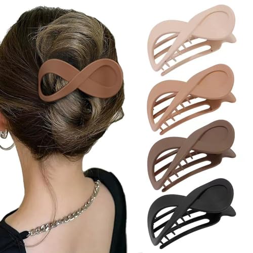 WHISKET - Big Hair Claw Clips for Women, Rectangle Clips, Accessories Small Claw Clips for Thin, Matte Claw Clips, Hair Clips for Women & Girls [PACK OF 4] (Juda Claw Clips) - Image 1