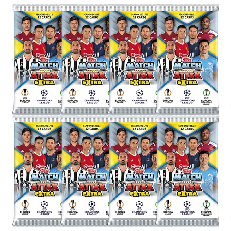 Match Attax بطاقات 2021-22 توبس ماتش أتاكس إكسترا دوري الأبطال - مجموعة 8 عبوات (إجمالي 84 بطاقة)