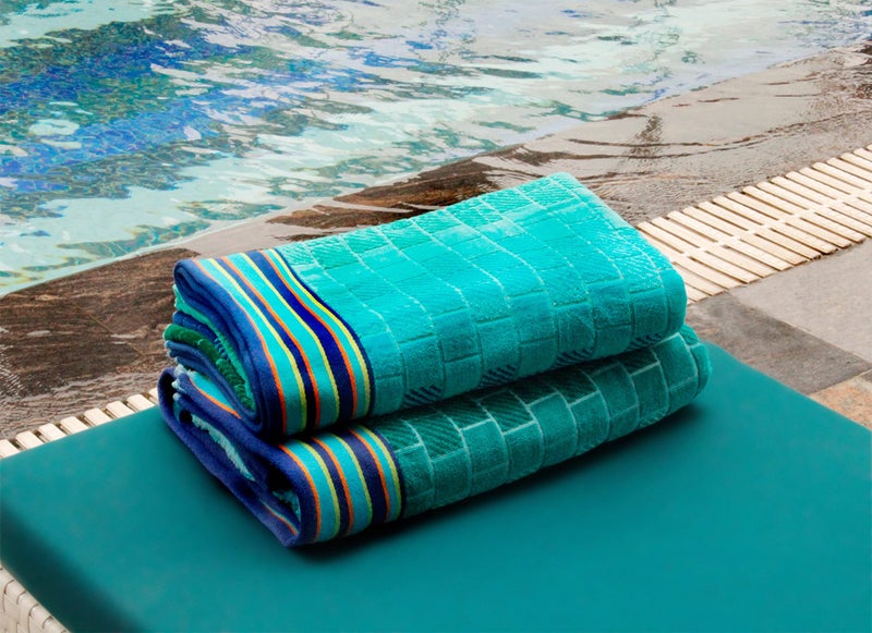 COTTON CRAFT Oversized XL Beach Towel 39 x 68-2 Pack - 100% Cotton Velour - Big & Huge - Pool Picnic Bath Towels - Jacquard Terry Thick Plush Super Soft Luxury - 450 GSM - Blue Tiles - Image 3