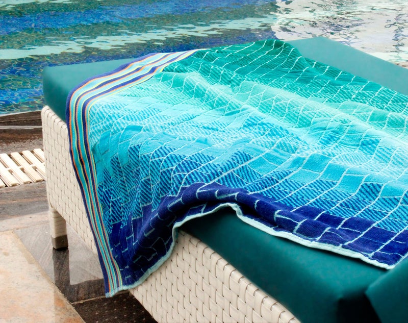 COTTON CRAFT Oversized XL Beach Towel 39 x 68-2 Pack - 100% Cotton Velour - Big & Huge - Pool Picnic Bath Towels - Jacquard Terry Thick Plush Super Soft Luxury - 450 GSM - Blue Tiles - Image 5
