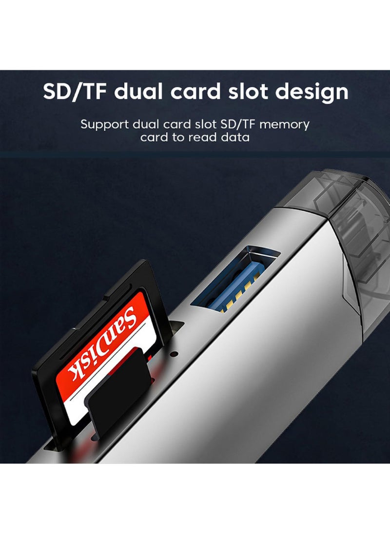 Rock Pow - SD Card Reader USB C 6 in 1 OTG Memory Adapter Connector USB 3.0 USB C Micro USB Supports SD/MicroSD/SDXC/SDHC/MMC/RS-MMC/UHS-I Compatible with MacBook iPad Pro Android Phone PC Laptop etc - Image 1
