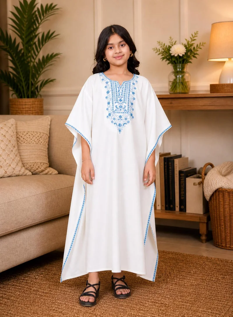 Artemea Girls Premium Rayon Kaftan style Jalabiya with Hand crafted embroidery