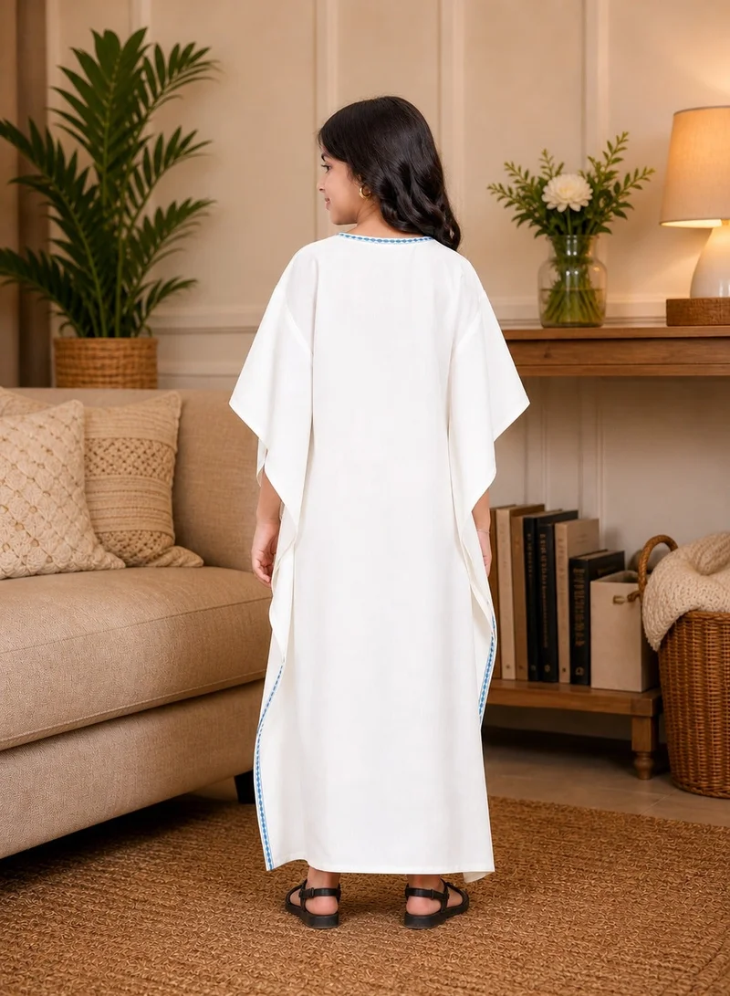 Artemea Girls Premium Rayon Kaftan style Jalabiya with Hand crafted embroidery