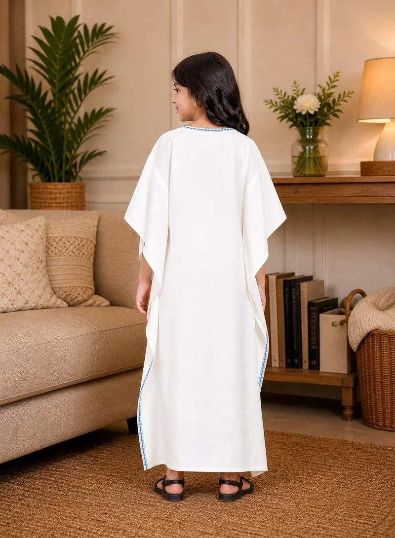 أرتيميا Girls Premium Rayon Kaftan style Jalabiya with Hand crafted embroidery