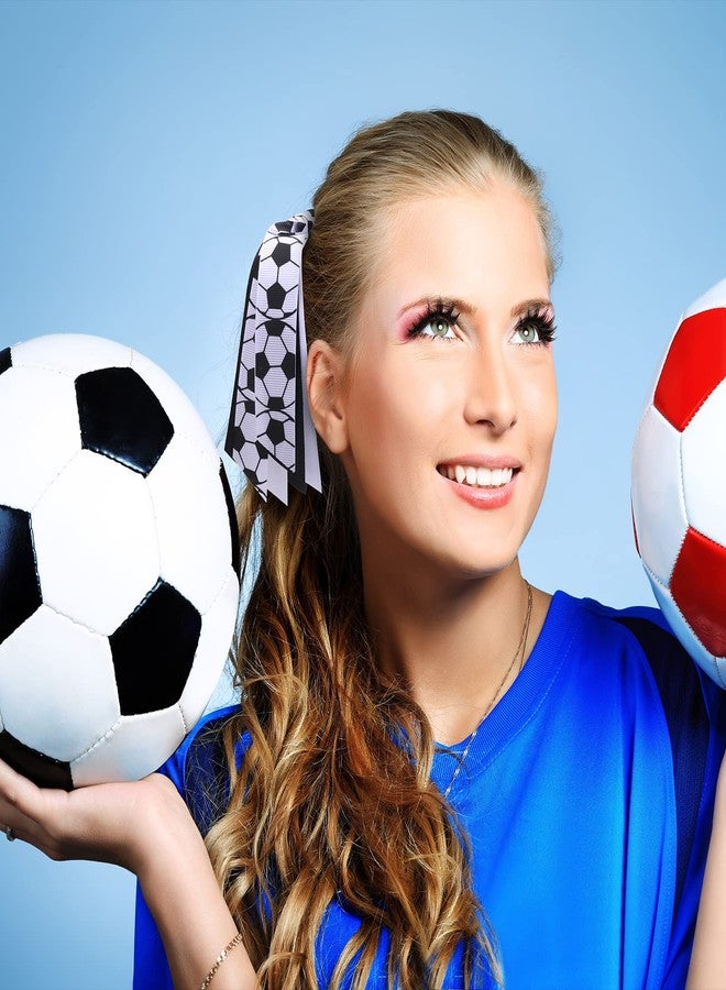 MTLEE Soccer Hair Ties, 10 Pieces - Hair Scrunchies with Ribbon, Ponytail Holders for Girls Women Players, Football Pattern, Elastic Design - Ideal Football Birthday Party Supplies - Image 5