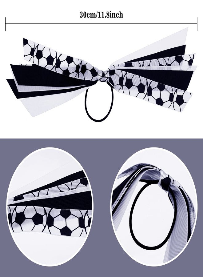 MTLEE Soccer Hair Ties, 10 Pieces - Hair Scrunchies with Ribbon, Ponytail Holders for Girls Women Players, Football Pattern, Elastic Design - Ideal Football Birthday Party Supplies - Image 2