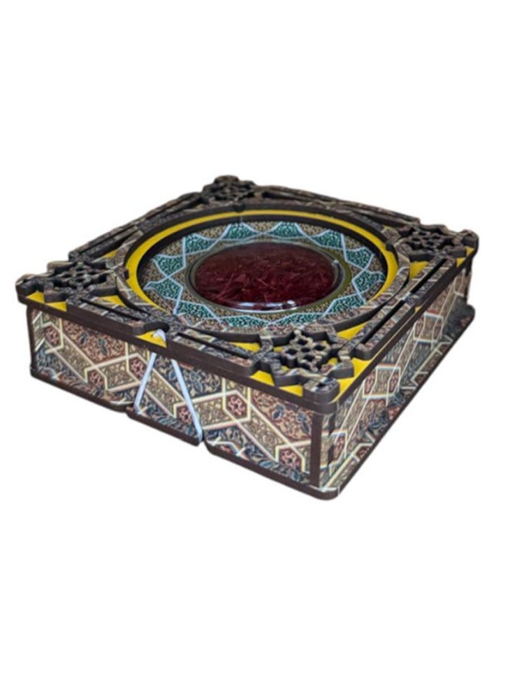 ZARCHIN Z31/Wooden Box with Tin Container , 11x11x3 cm , 3gm Super Negin Saffron  - Image 1