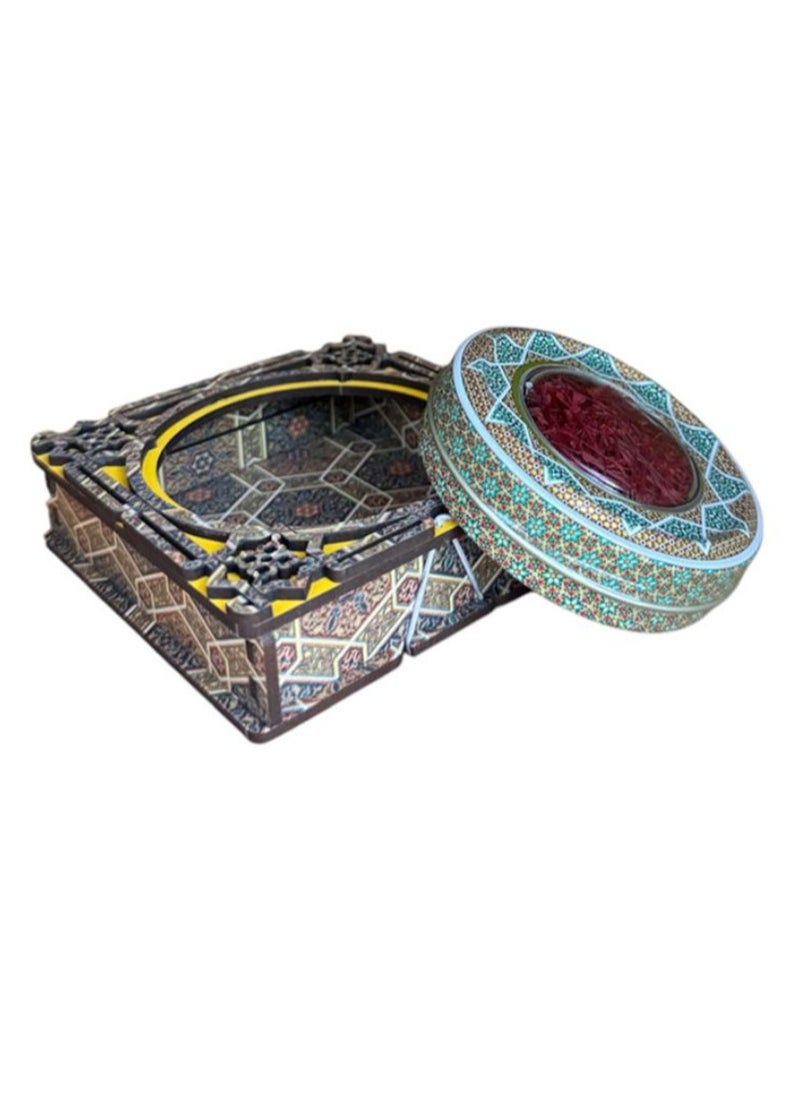 ZARCHIN Z31/Wooden Box with Tin Container , 11x11x3 cm , 3gm Super Negin Saffron  - Image 2