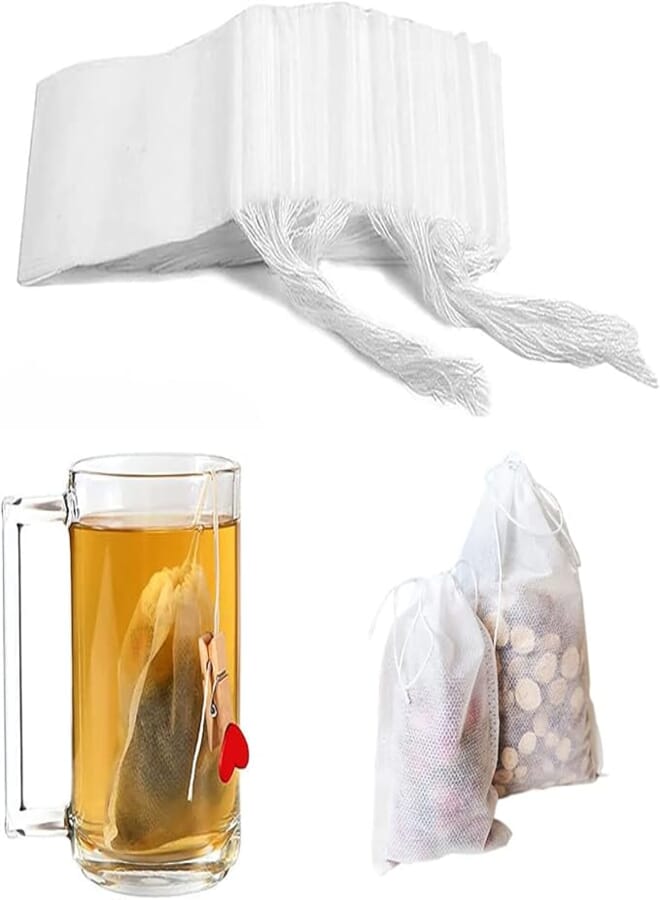 GoodTool 200Pcs Disposable Tea Filter Bags Drawstring Filter Paper Tea Bags for Loose Tea, Coffee, Spices, Herbs, DIY Floral Tea, Herbal Tea DIY (7.9cm*2)