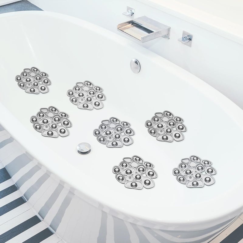 Riakrum 12 Counts Pebble Bath Treads Non Slip Bathtub Stickers with Suction Cups Pebble Non Slip Mat for Smooth Surface Shower Floor Mat, Provides Traction Machine Washable(Gray) - Image 1