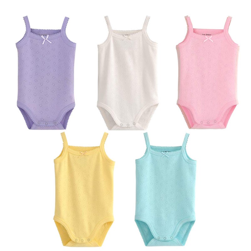 Blueleyu Baby Girls Spaghetti Strap Bodysuit SleevelessTank Top Cotton Baby OnePieces Pack of Baby Summer Clothes 23T