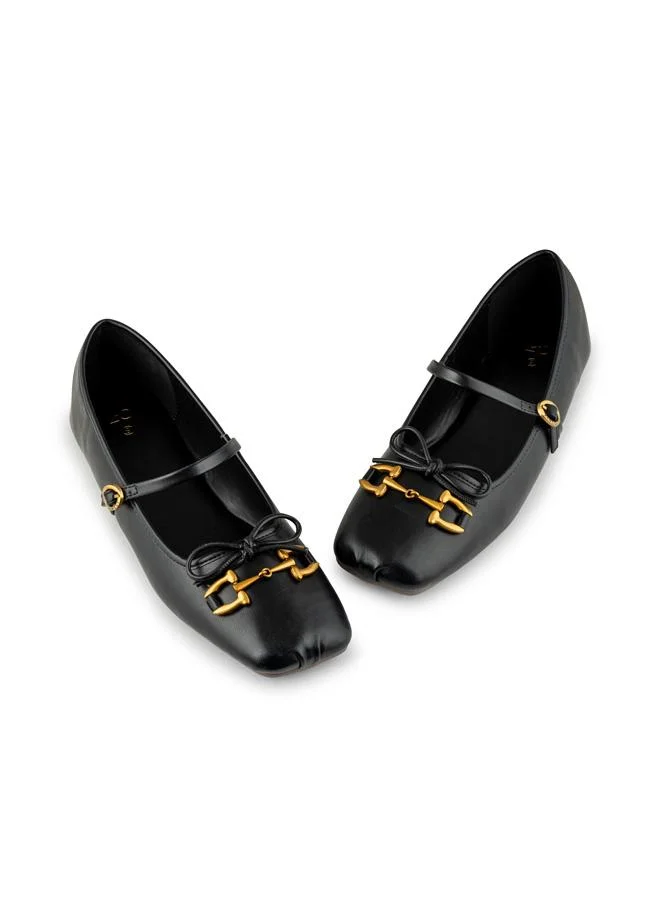 Vincci Black Women Square-toe Flat Pumps for Women | Best Price UAE
