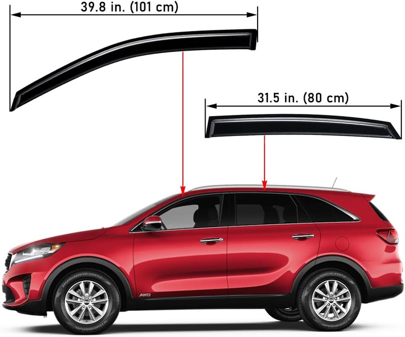 Lightronic WV94758 Tape-on Side Window Visor Deflector Rain Guard Set for 2016-2020 Kia Sorento - Image 2