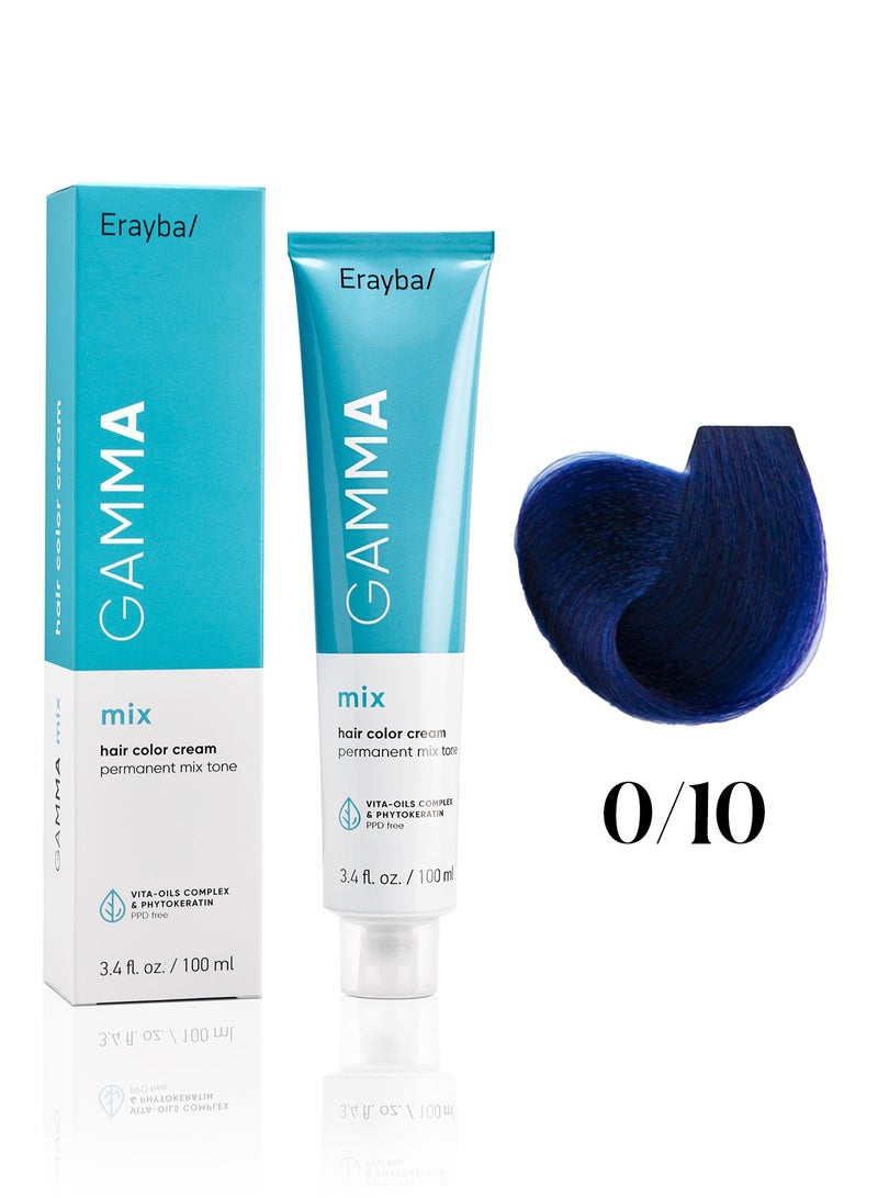 Erayba Gamma Mix Permanent Hair Dye100ml 0/10 Blue - Image 1