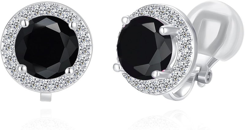 YOQUCOL 8MM Cubic Zirconia Crystal Clip On Stud Earrings Round Non Pierced Earrings for Women - Image 1