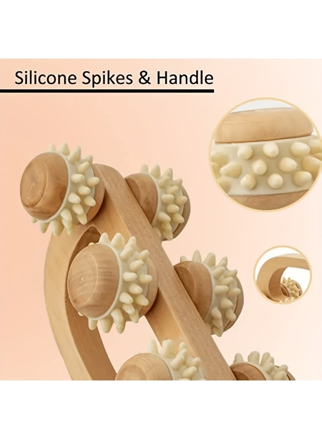 خاجول أسطوانة تدليك خشبية منحنية للخصر والفخذين، أسطوانة جسم متعددة الوظائف لتقليل السيلوليت وتوتر العضلات، مدلك طبيعي للرجال والنساء - Image 4