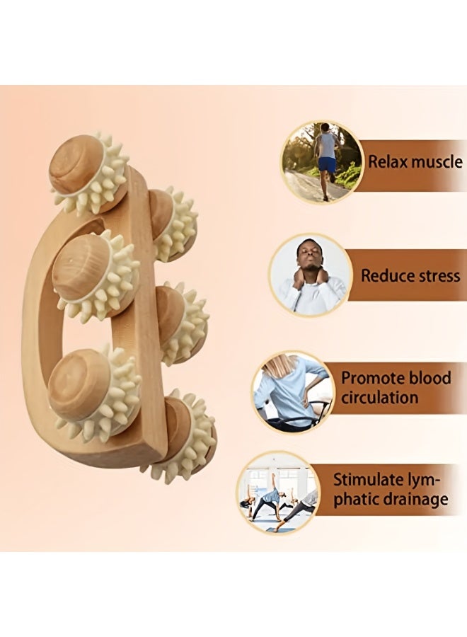 خاجول أسطوانة تدليك خشبية منحنية للخصر والفخذين، أسطوانة جسم متعددة الوظائف لتقليل السيلوليت وتوتر العضلات، مدلك طبيعي للرجال والنساء - Image 2