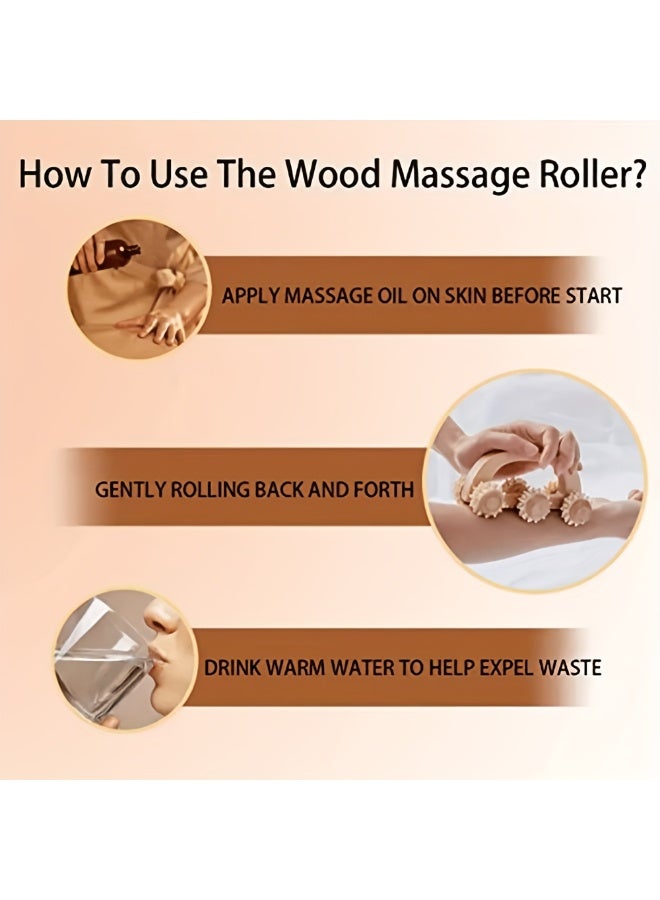 خاجول أسطوانة تدليك خشبية منحنية للخصر والفخذين، أسطوانة جسم متعددة الوظائف لتقليل السيلوليت وتوتر العضلات، مدلك طبيعي للرجال والنساء - Image 3