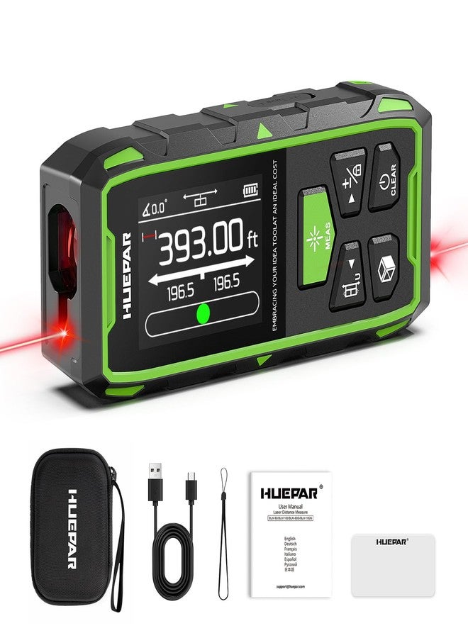 Huepar Professional Dual Laser Measuring Tool 393ft, Rechargeable Bilateral Laser Measurement Tool, Digital Laser Room Measure Devices, Metro Laser Measurement Tool with Angle Sensor, Magnetic Back - Image 1