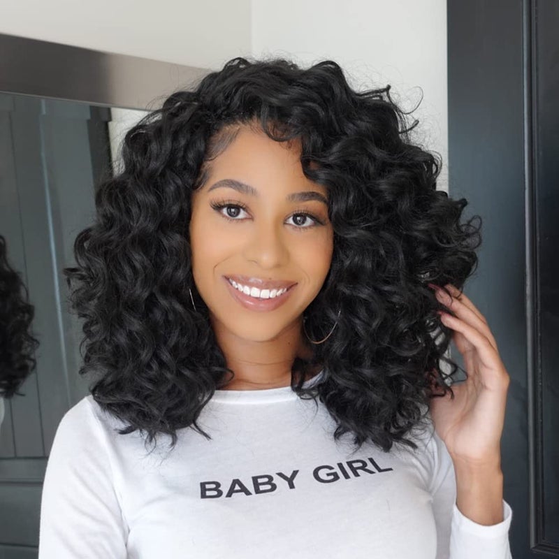 ToyoTree Ocean Wave Crochet Hair  14 Inch 8 Packs Natural Black MidLength Curly Deep Wave Crochet Hair Synthetic Ocean Wave Braiding Hair Extensions 14 Inch1B8P