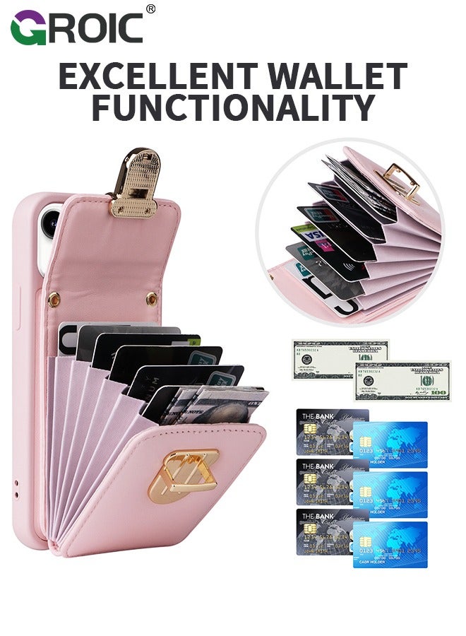 GROIC Compatible with iPhone 15 Pro 6.1 Inch Phone Case with Leather Cross-Body Strap and Flip Button Wallet Holder Case, PU Detachable Crossbody Lanyard Strap Flip Card Cover for iPhone 15 Pro  - Image 2
