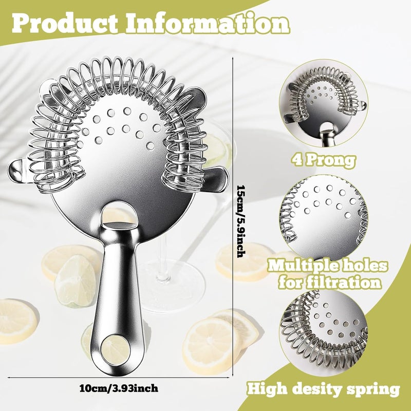 Tinsky 10 Pack Stainless Steel Cocktail Strainer,5 Pcs Cone Shaped Small Fine Mesh Strainer Sieve and 5 Pcs 4-Prong Bar Drink Strainer for Bartender Juice Tea Coffee - Image 5